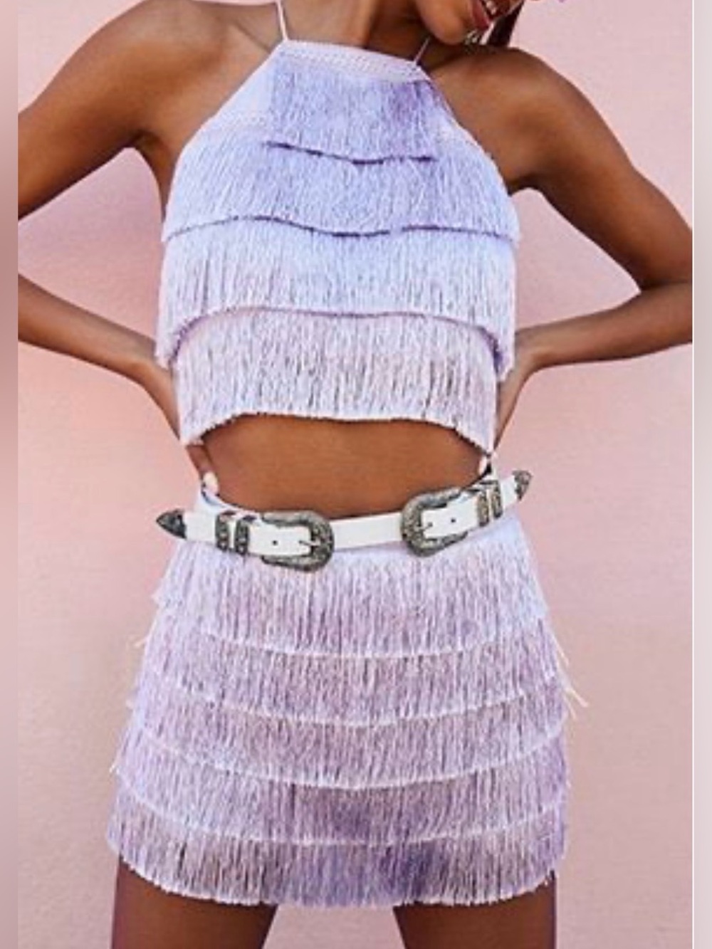 Forever 21 Fringed Lilac Two-Piece Set Concert Outfit